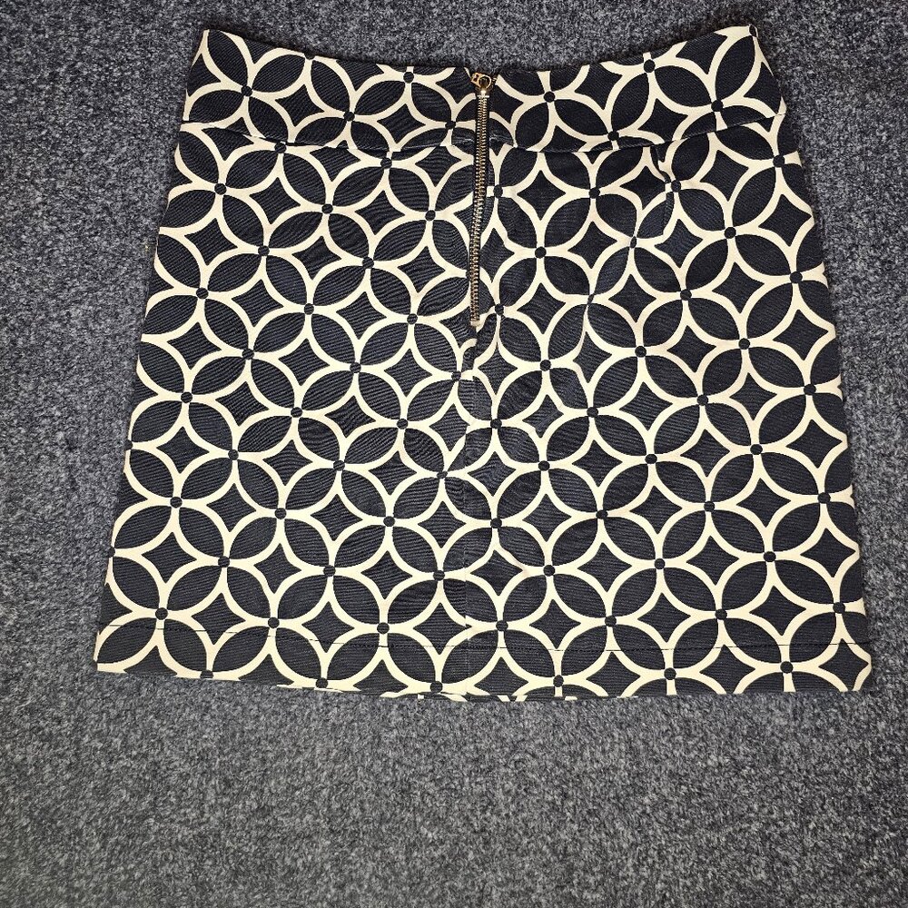 Banana Republic skirt navy blue white ponte mini lattice Size2